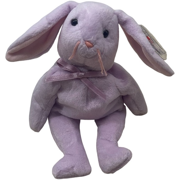 Ty Beanie Babies Floppy 1996 Plush Toy The Purple Bunny New With Tags! - Picture 1 of 6